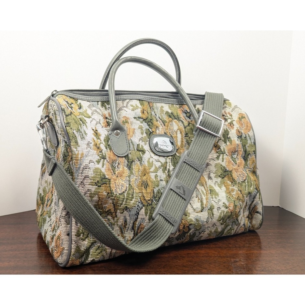 Jordache Vintage Floral Tapestry Carry On Luggage Overnight Travel Duffel Bag